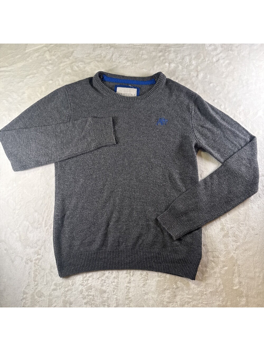 Aeropostale Men's Grey Wool Blend Crewneck Pullover Sweater Small